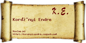 Korányi Endre névjegykártya